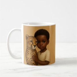 Taza De Café Guepardo y niño: Vínculo de lo salvaje e inocente