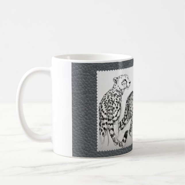 Taza De Café Guepardos en la imitación de cuero gris (Izquierda)