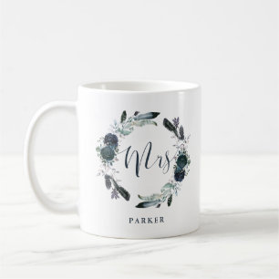 Taza De Café Guerra de Boho Peony Floral Wreath Sra.