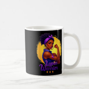 Taza De Café Guerrera del lupus mujer negra afro usa cinta mora