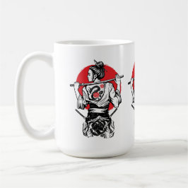 Taza De Café Guerrera Samurái Femenina – Tatuaje de Rosa de Dra