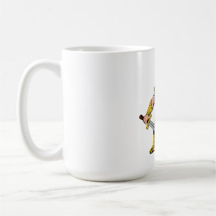 Taza De Café Guerrero antiguo con espada y escudo en casco