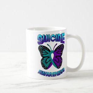 Taza De Café Guerrero de concientización suicida morado y ampli