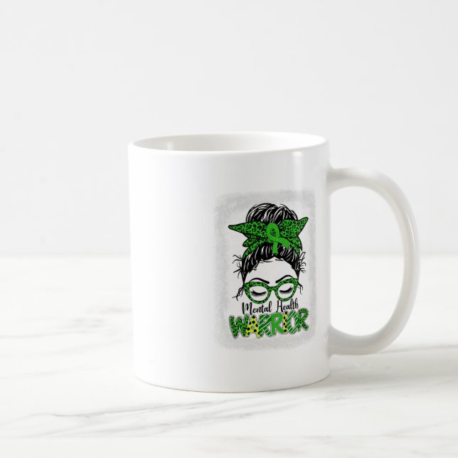 Taza De Café Guerrero de la salud mental Messy Bun Mujeres Salu (Derecha)