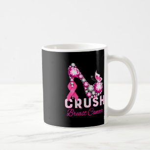 Taza De Café guerrero del cáncer de mama aplastante apoya el cá
