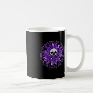 Taza De Café Guerrero del girasol del cráneo Cinta púrpura Alzh