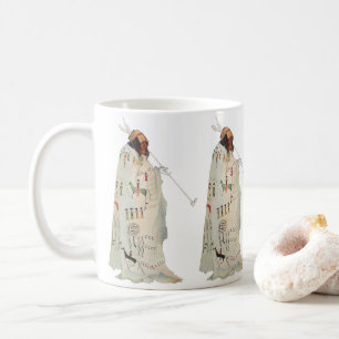 Taza De Café Guerrero indio con retrato de pipa de Karl Bodmer