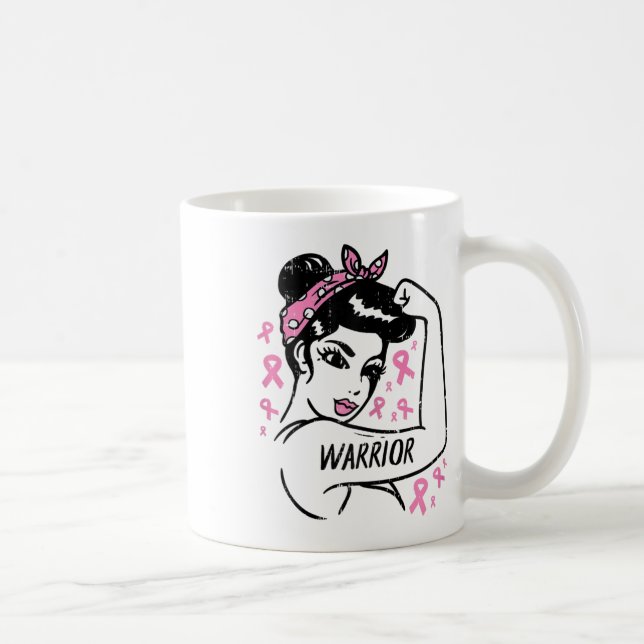 Taza De Café Guerrero inquebrantable Cinta Rosa: El cáncer de m (Derecha)