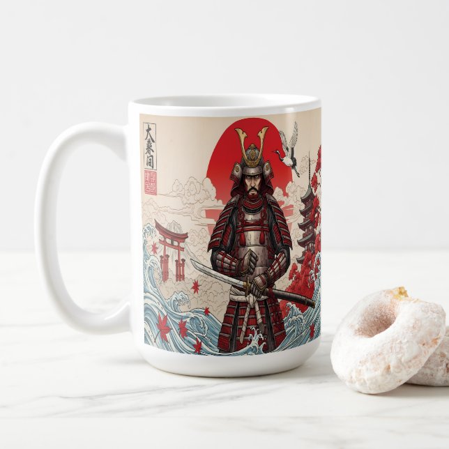 Taza De Café Guerrero samurái japonés (Con donut)