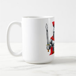 Taza De Café guerrero sosteniendo espada y escudo listo para la