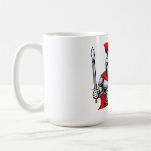 Taza De Café guerrero sosteniendo espada y escudo listo para la