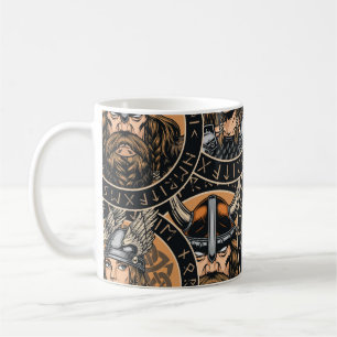 Taza De Café Guerreros de Viking: Colorido patrón de época