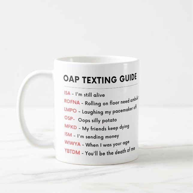 Taza De Café GUÍA DE TEXTO DE FUNNY Seniors Old Perth OAP Retir (Izquierda)