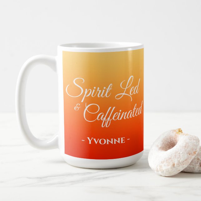 Taza De Café Guiado espiritual y cristiano personalizado cafein (Con donut)