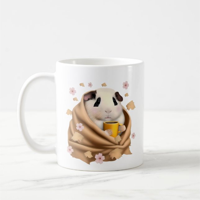 Taza De Café Guinea Pig In A Blanket, Autumn, Fall Guinea Pig  (Izquierda)