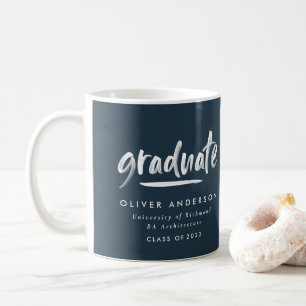 Taza De Café Guión contemporáneo moderno graduación azul marino