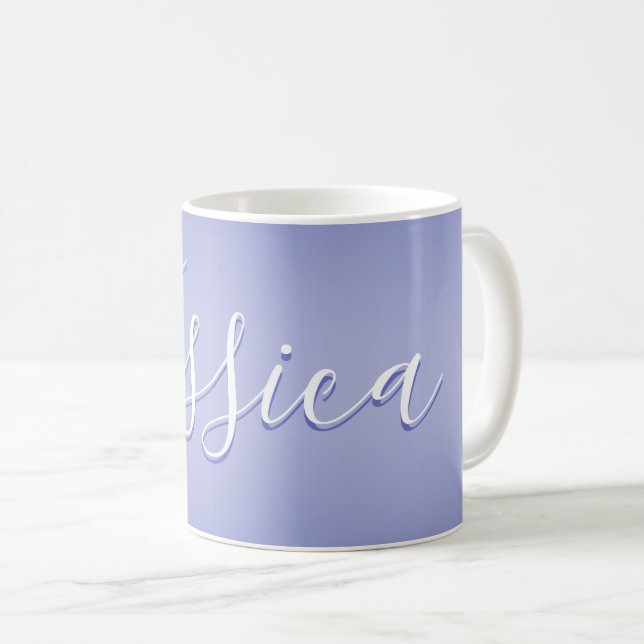 Taza De Café Guión cursivo editable | Violeta blanca y púrpura (Anverso derecho)