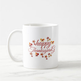 Taza De Café Guión de Acción de Gracias Feliz Hojas de Otoño