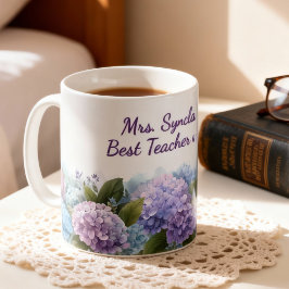 Taza De Café Guión de Agradecimiento para Maestros de Hortensia