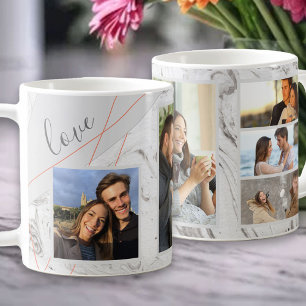 Taza De Café Guión de Amor - Collage de 5 Fotos en Mármol Gris