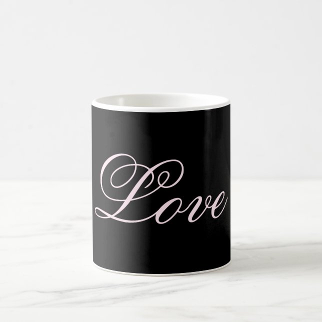 Taza De Café Guión de caligrafía de moda Boda de amor negro (Centro)