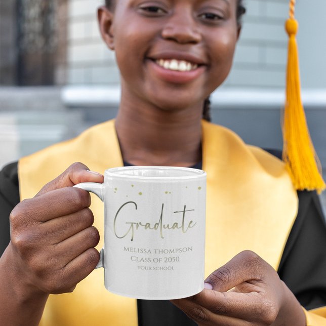 Taza De Café Guión de caligrafía moderna de Graduado Gold Confe (Subido por el creador)