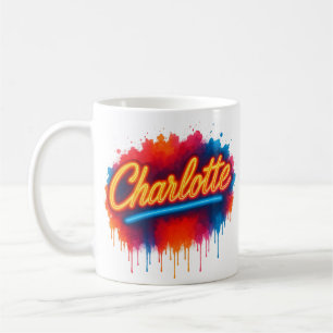 Taza De Café Guión de Charlotte Neon - Diseño de salpicaduras d