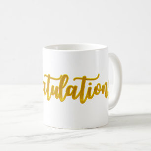 Taza De Café Guión de felicitaciones de oro