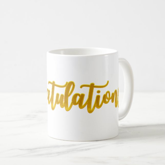 Taza De Café Guión de felicitaciones de oro (Anverso derecho)
