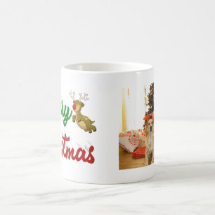 Taza De Café Guión de foto de reno volador navideño