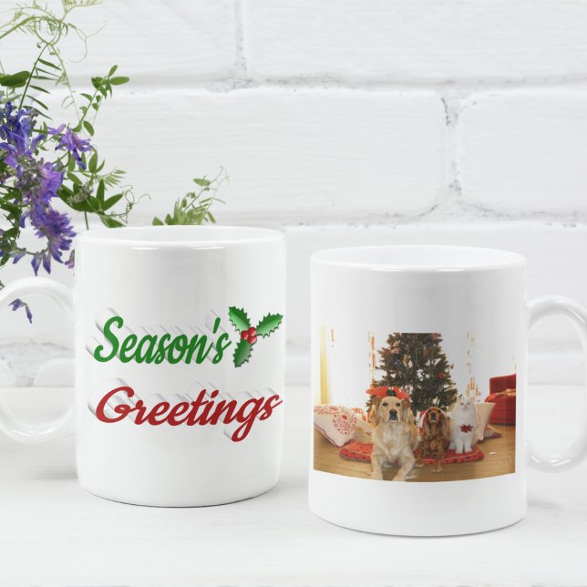 Taza De Café Guión de fotos de los Navidades de Seasons Greetin (Subido por el creador)