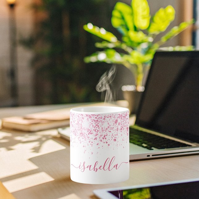 Taza De Café Guión de nombre metalizado de polvo de purpurina r (Subido por el creador)