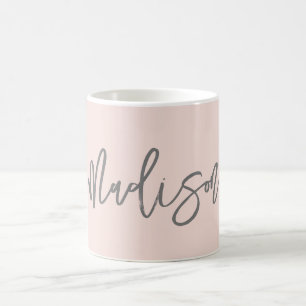 Taza De Café Guión de nombre personalizado rosado de Rubor de M