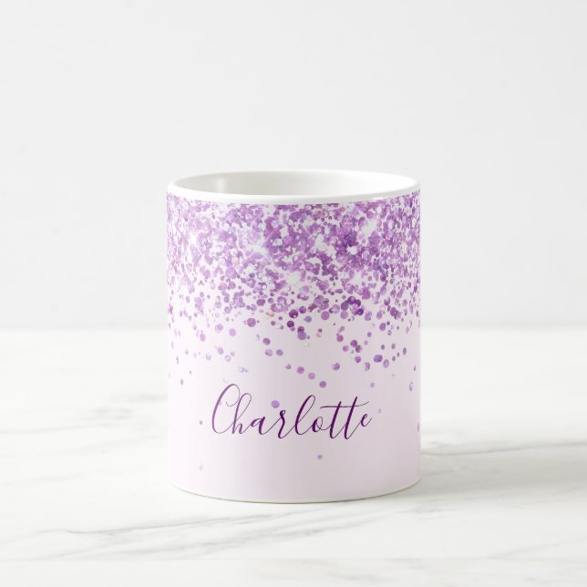 Taza De Café Guión de nombre rosa morado (Centro)