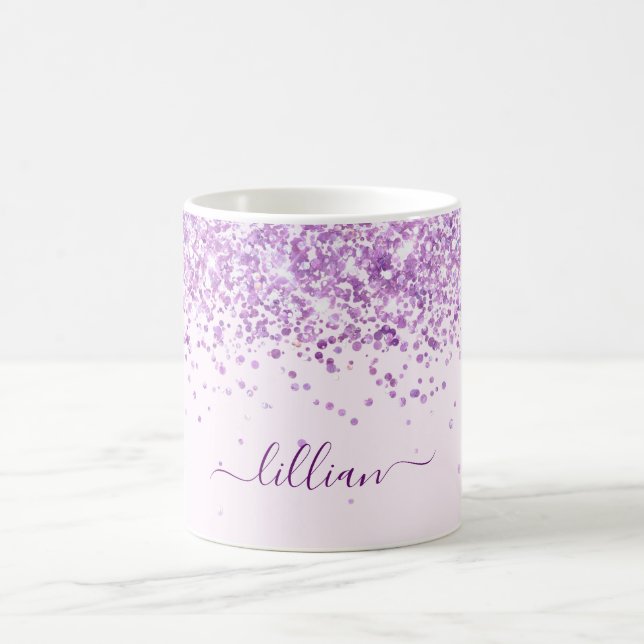 Taza De Café Guión de nombre rosa morado (Centro)