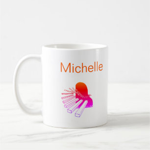 Taza De Café Guión de notas musicales de piano Nombre Café blan