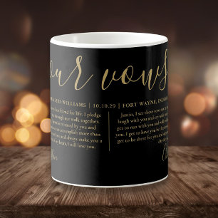 Taza De Café Guión de oro negro, votos de boda fotográficos par