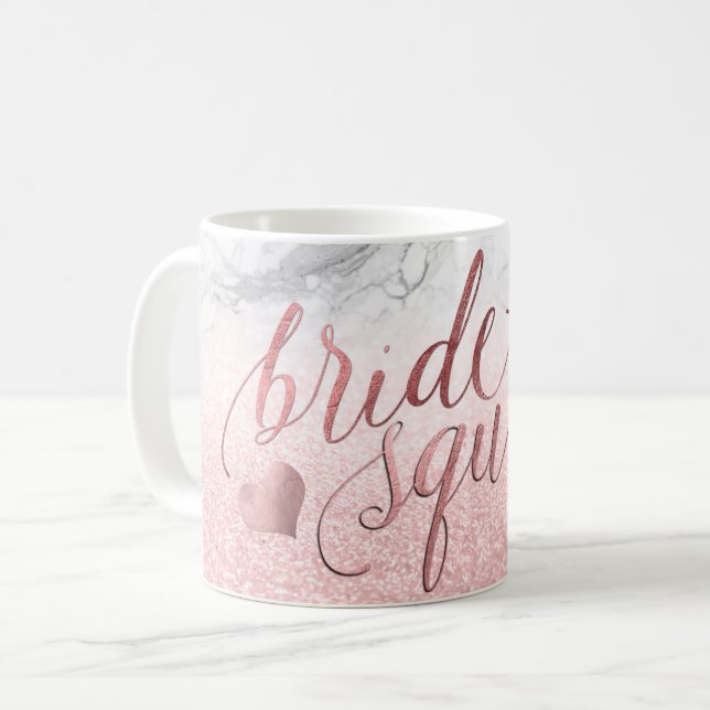Taza De Café Guión de oro Rosa PixDezines Bride Squad/Faux (Anverso izquierdo)