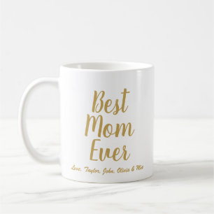 Taza De Café Guión de personalizado de oro de la mejor mamá de