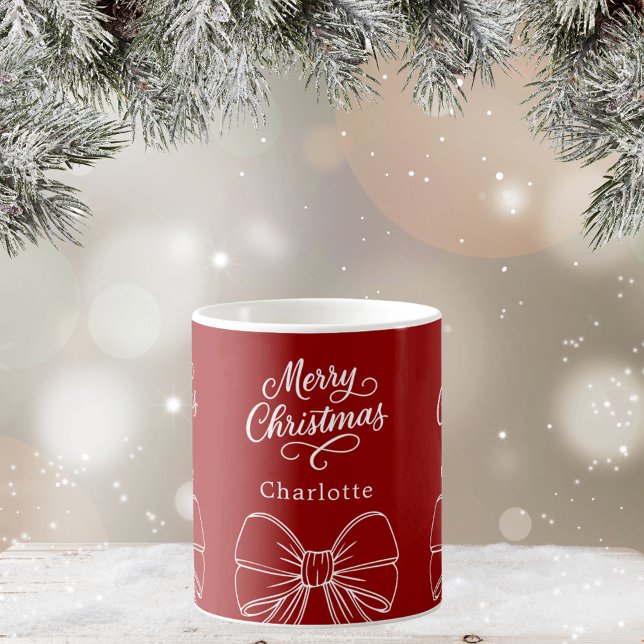 Taza De Café Guión del arco blanco rojo de los navidades (Subido por el creador)