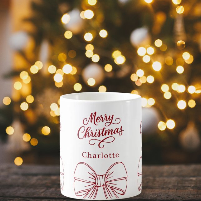Taza De Café Guión del arco blanco rojo de los navidades (Subido por el creador)