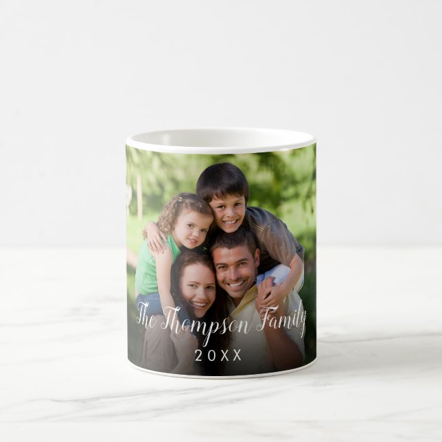 Taza De Café Guión elegante de foto personalizada con nombre y  (Centro)