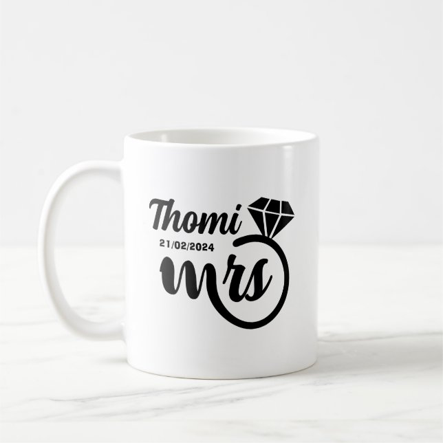 Taza De Café guión elegante de la Sra. regalo personalizado (Izquierda)