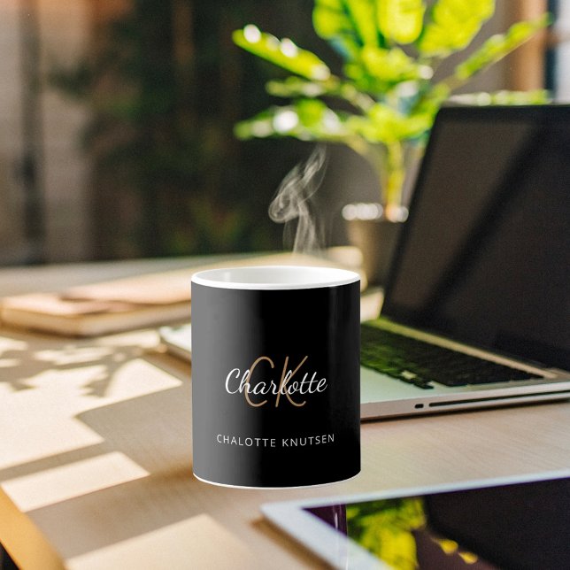 Taza De Café Guión elegante de las iniciales del monograma de o (Subido por el creador)