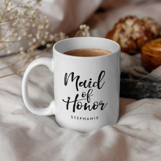 Taza De Café Guión elegante "doncella de honor" personalizado