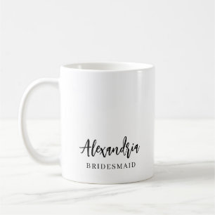 Taza De Café Guión Elegante Nombre de Dama de Honor Personaliza