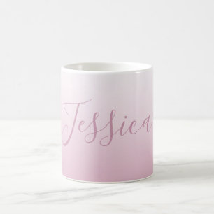 Taza De Café Guión elegante y ombre rosa editable (cualquier co