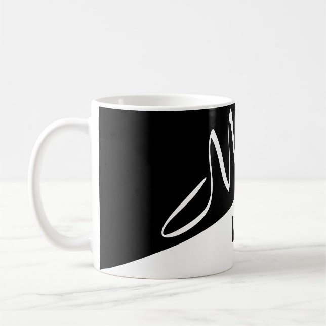 Taza De Café guión en blanco y negro elegante Monogramado (Izquierda)
