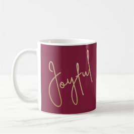 Taza De Café Guión JOYFUENTE de oro sobre Cranberry