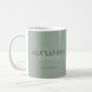 Taza De Café Guion minimalista boho verde salvia personalizado 